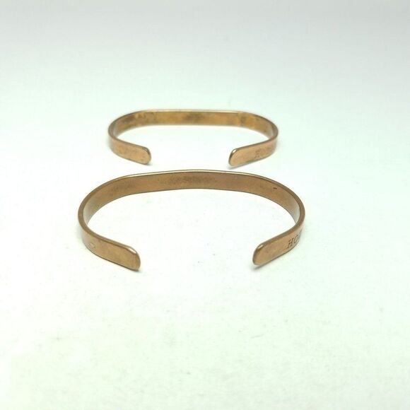 Vintage Hozoni Solid Copper Plain Cuff Bracelet Set of 2, Minimal Stacking - Picture 2 of 6